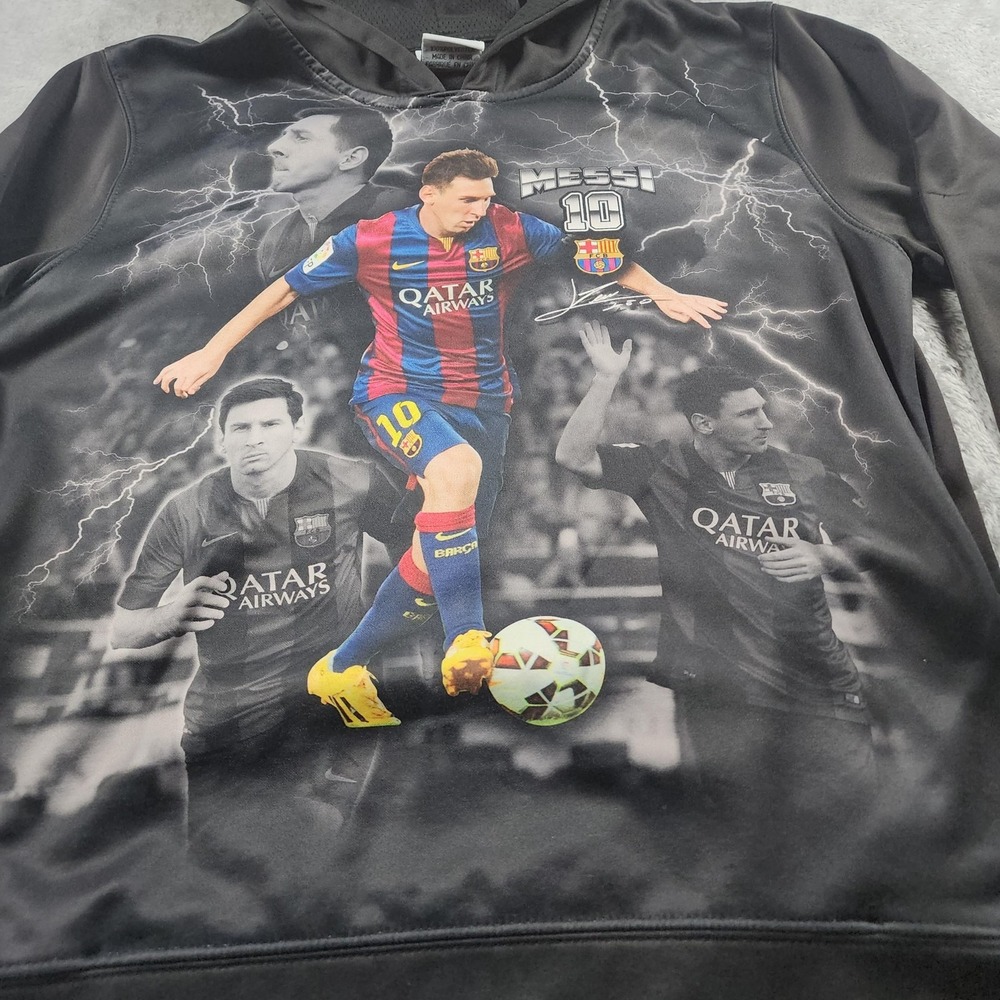 Lionel Messi Sweatshirt Youth XL Black FC Barcelona Soccer10 Official Hoodie